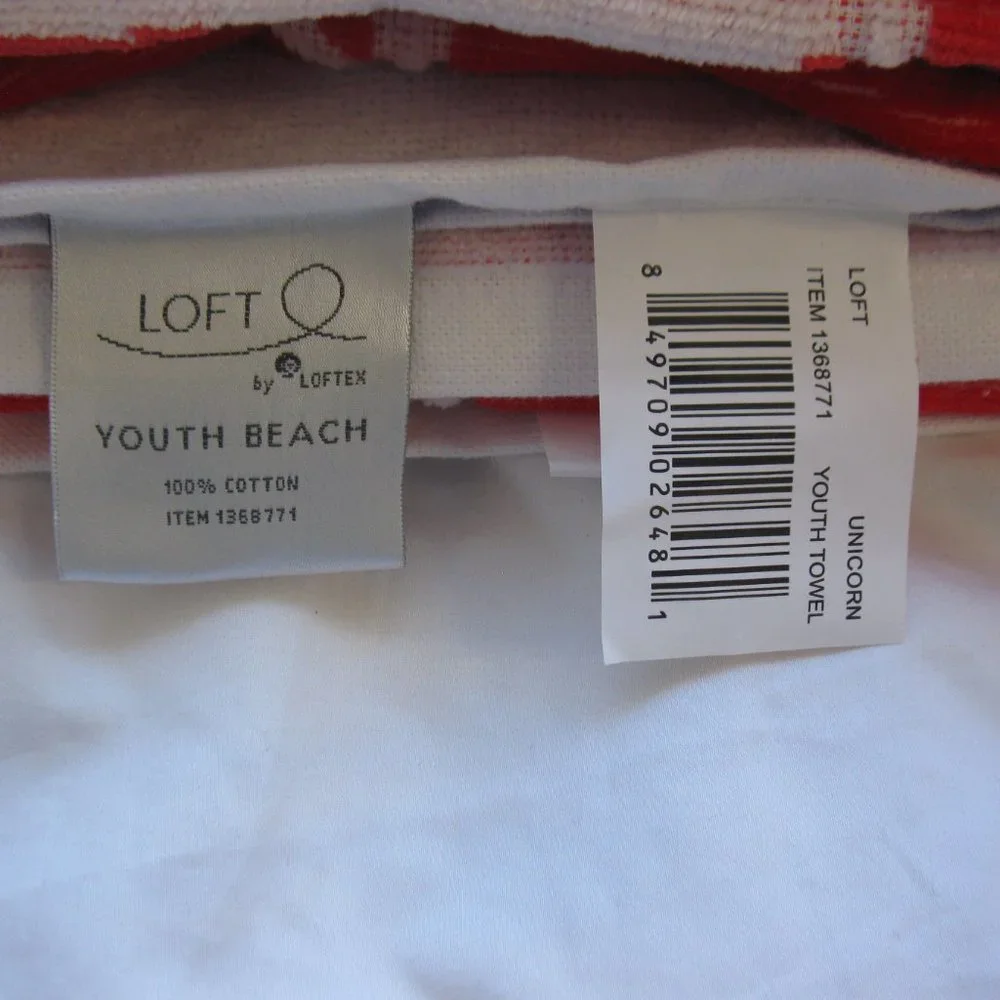 Loftex Youth Beach Towels, 2 pack, Unicorn Color, B11, NWT